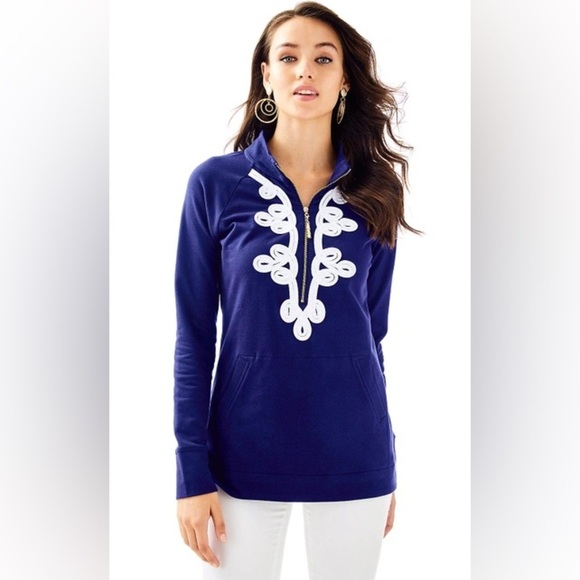 Lilly Pulitzer | Womens Upf 50+ Skipper Tunic Popover In True Navy | Size Small - Picture 1 of 8